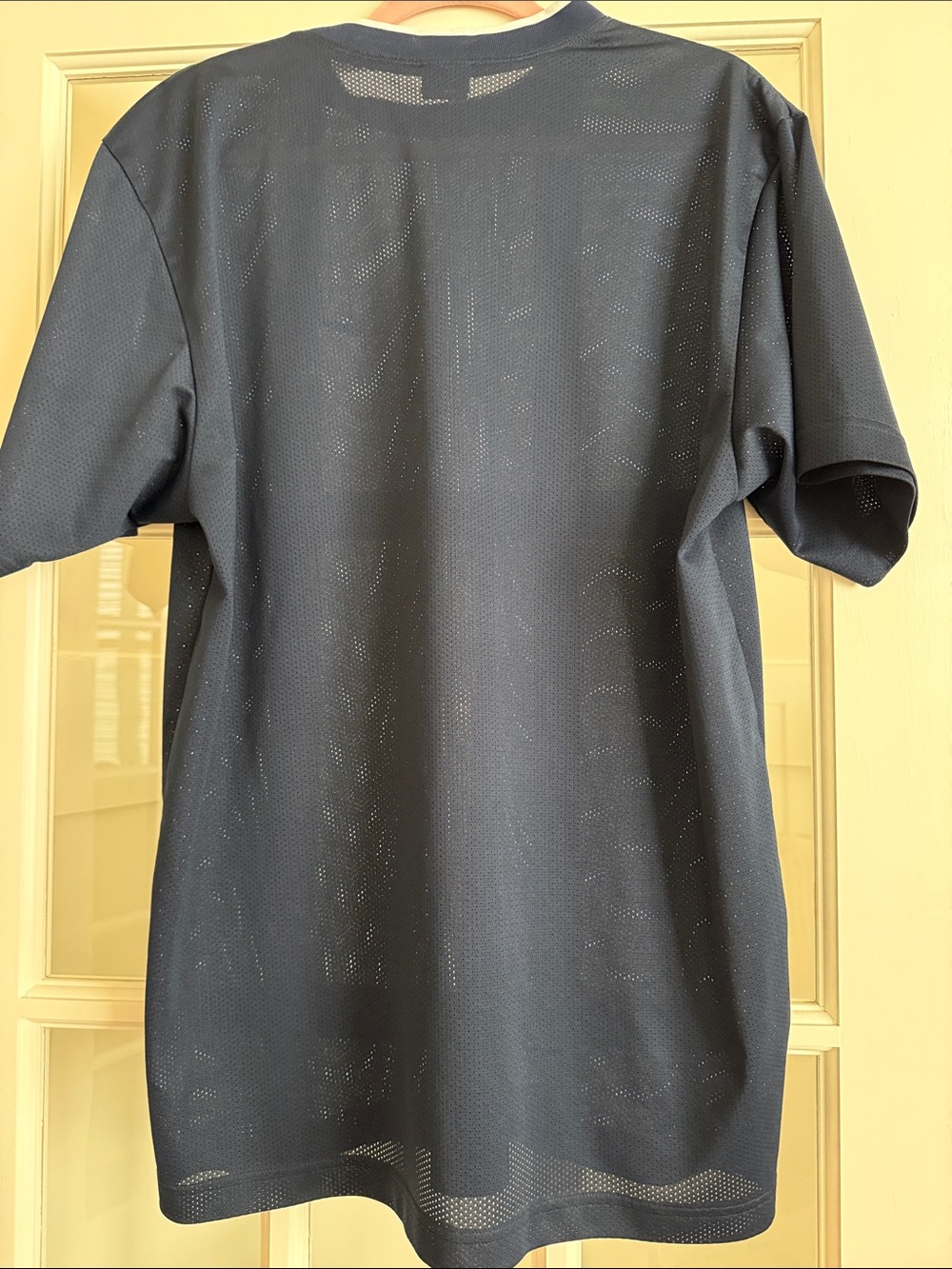 Nike Dark Navy Mesh Short-Sleeve Dri-FIT Tee with White Swoosh - Picture 3 of 3